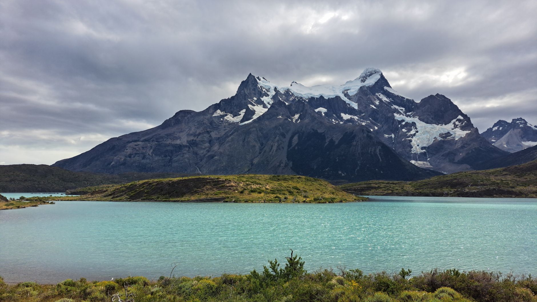 Glacial lagoon and mountain peaks in Patagonia